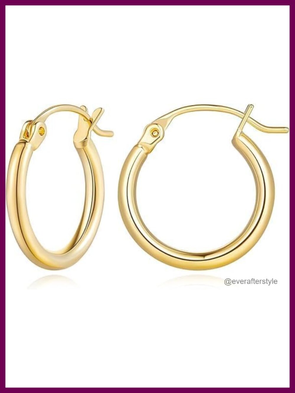 14K Gold Plated Round Hoop Earrings 4mm Tube Click-Top Women Jewelry
